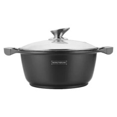 Oală marmorată antiaderentă 20 cm cu capac, 2.5L &ndash; Royalty Line BS20M, cu sticlă termorezistentă
