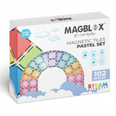 Set magnetic Magblox - 102 piese magnetice de constructie PASTEL transparente
