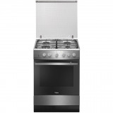 Aragaz Hansa FCGX61109, 4 arzatoare gaz, Cuptor gaz, Grill, Rotisor, Aprindere electrica, 60 cm, Inox