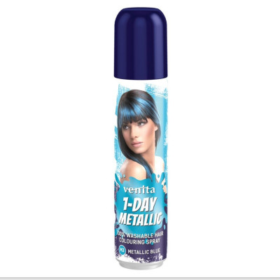Spray colorant pentru par, fixativ, Venita, 1-Day Metallic Color, nr M3, Bleu foto