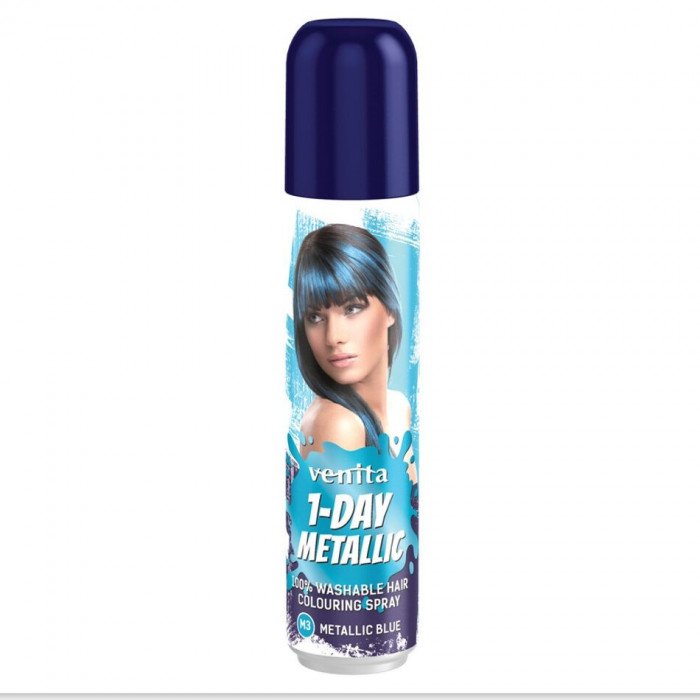 Spray colorant pentru par, fixativ, Venita, 1-Day Metallic Color, nr M3, Bleu