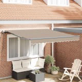 Umbrela Automata Retractabila vidaXL Bej 300 x 250 cm, Copertina de Soare pentru Gradina, Protectie Solara Exterior