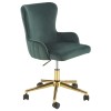 Scaun birou din catifea HM Timoteo, baza cromata aurie, rotire 360 , 100 kg, verde