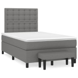 vidaXL Pat box spring cu saltea, gri &icirc;nchis, 120x190 cm, textil 3270384