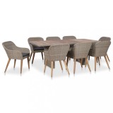 vidaXL Set mobilier de exterior cu perne, 9 piese, poliratan 3057815