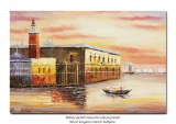 Tablou pictat manual, Peisaj din Venetia, 90x60cm ulei in cutit efect 3D, Superb