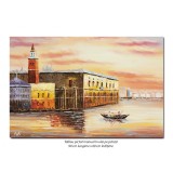 Tablou pictat manual, Peisaj din Venetia, 90x60cm ulei in cutit efect 3D, Superb
