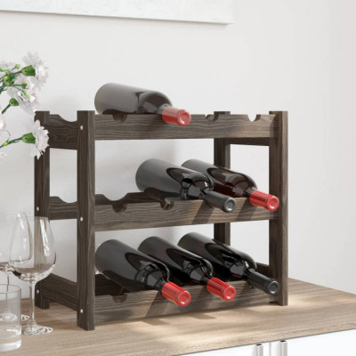 Suport sticle de vin, 12 sticle, gri, lemn masiv de pin GartenMobel Dekor foto