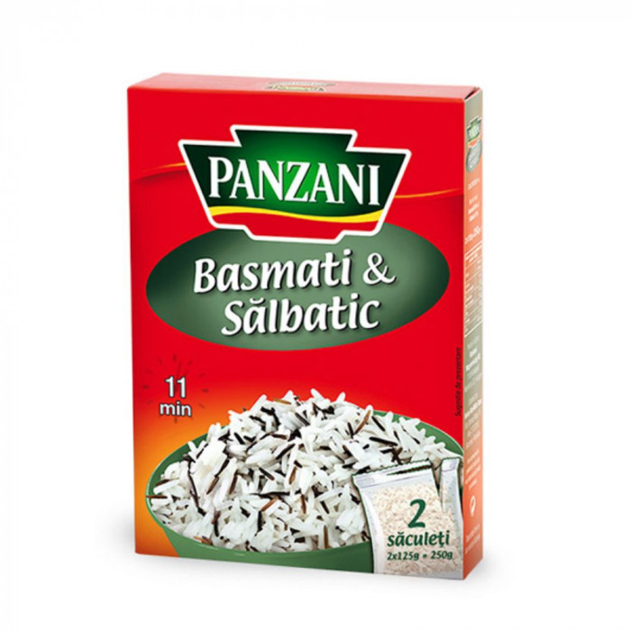 Orez Basmati &amp; Salbatic Panzani, 250 g, Orez Panzani, Orez pentru Gatit, Orez Alb, Orez Salbatic &amp; Basmati
