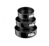 Cumpara ieftin Set 3 forme rotunde pentru tort, otel carbon, antiaderent, negru, Oem