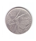 Moneda Africa Centrala 500 francs/franci 1976 C (Congo), stare buna, curata, Nichel