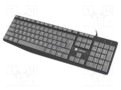 Tastatură NATEC USB A neagră și gri, slim, cu cablu 1,8m, US layout foto
