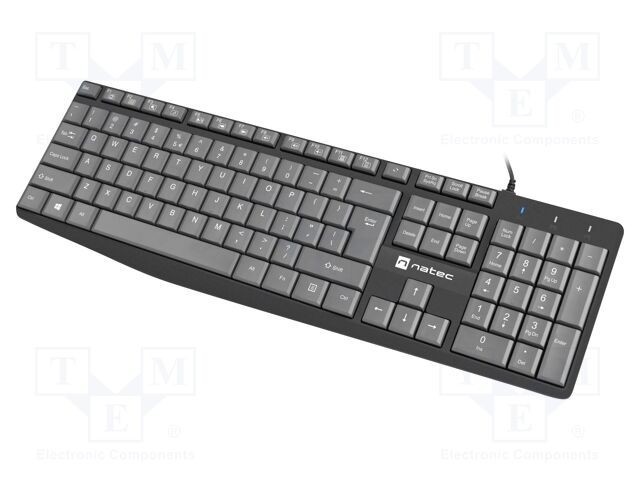 Tastatură NATEC USB A neagră și gri, slim, cu cablu 1,8m, US layout