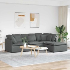 vidaXL Canapea modulară cu taburet și perne material textil gri &icirc;nchis