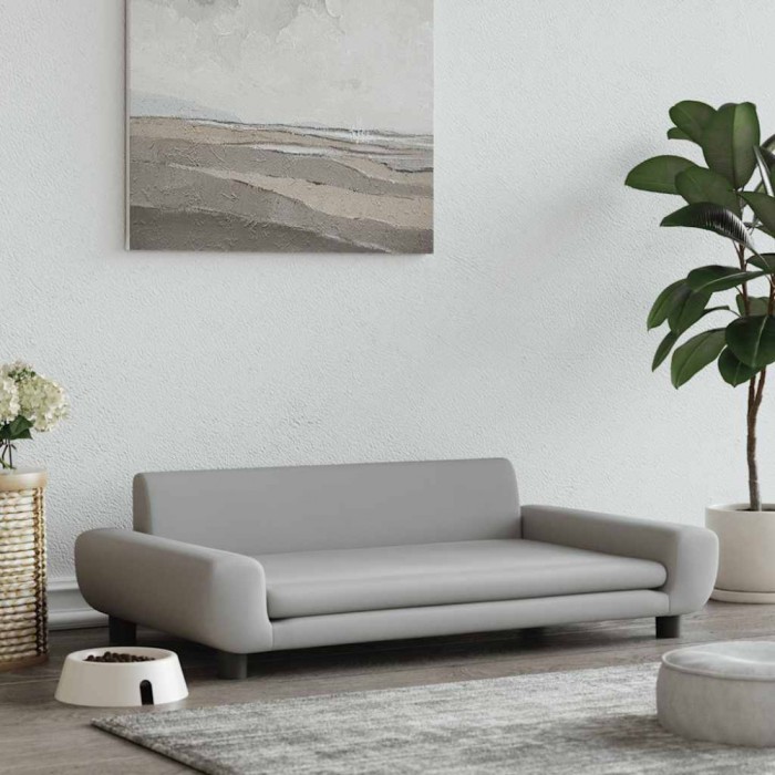 Pat de c&acirc;ini, gri deschis, 100x54x33 cm, catifea
