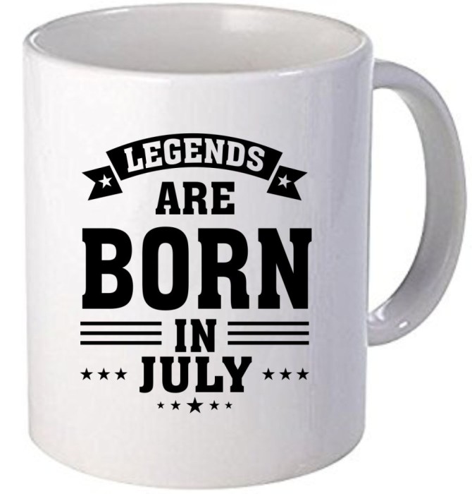 Cana alba personalizata &quot; Legends are born in July&quot;, INOVATIX&reg;. 330ml