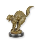 Pisica speriata-statueta din bronz cu un soclu din marmura BF-45