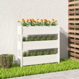 Cumpara ieftin Jardinieră, alb, 112x25x104,5 cm, lemn masiv de pin
