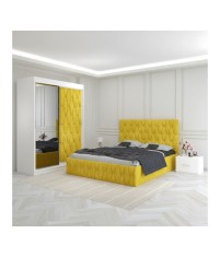 Dormitor Eric Galben Cu Dulap Tapitat 140x200cm