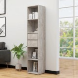 Biblioteca Gossi Gri Beton 36x30x171 cm Lemn Prelucrat, 4 Rafturi, 2 Sertare - Stil Modern