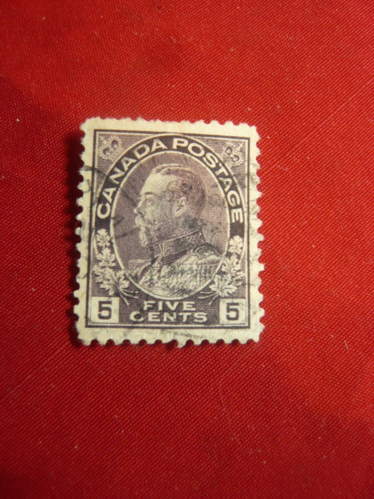 Timbru Canada 1922 Rege George V- 5C brun-violet ,stampilat