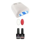 Lacuri gel UV - kit test mic 2x15ml + lampă cu 4 becurialbe 36W, INGINAILS