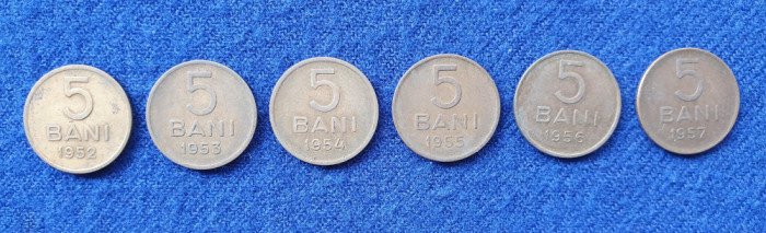 Moneda Set 6 bucati Republica Populara Romana - 5 Bani 1952 - 1957