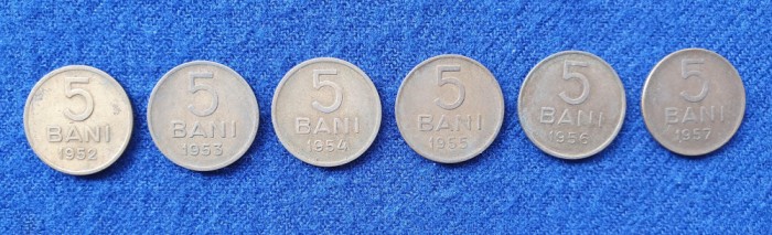 Moneda Set 6 bucati Republica Populara Romana - 5 Bani 1952 - 1957