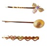 Set 3 Agrafe Par Auriu Inima Rotund Albina 6cm Metalice Fara Pietre