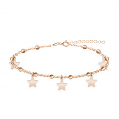 Star Love - Bratara tip salba pentru picior cu stelute din argint 925 placat cu aur roz
