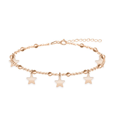 Star Love - Bratara tip salba pentru picior cu stelute din argint 925 placat cu aur roz foto