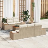vidaXL Set de canapele pentru grădină cu pernă 6 pcs Bej Rattan poli 3348027