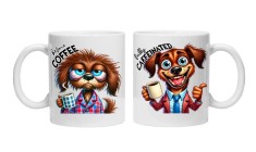 Cana alba personalizata &quot;inainte si dupa cafea - model 4&quot;, INOVATIX&reg;. 330ml