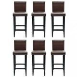 Cumpara ieftin Scaune de bar, 6 buc., maro inchis, piele ecologica