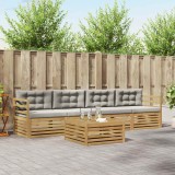 vidaXL Set de canapele de exterior cu pernă 5 pcs Alb și gri deschis 3389986