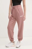 Adidas pantaloni de trening Essentials Linear femei, culoarea roz, neted, JG8635
