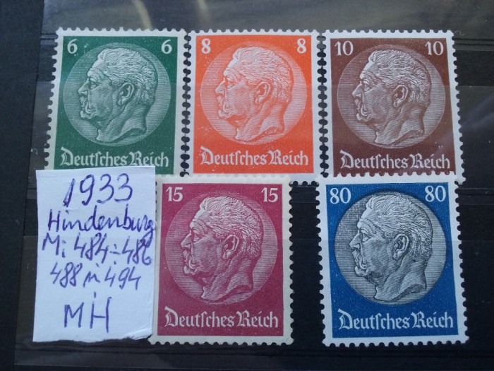 1933-Partial set-Hindenburg-Wz4-MNH+MH