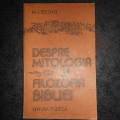 M. S. BELENKI - DESPRE MITOLOGIA SI FILOZOFIA BIBLIEI