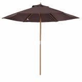 Outsunny Umbrelă de Soare pentru Grădină, Structură din Lemn, &Phi;250 cm, Ideală pentru Exterior | Aosom Romania