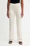 Morgan pantaloni din in culoarea bej, drept, high waist, PRIZ.F
