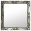 Oglinda Perete Baroc Argintie 60x60 cm vidaXL Decorativa Patrata cu Rama Lemn Stil Antichizat