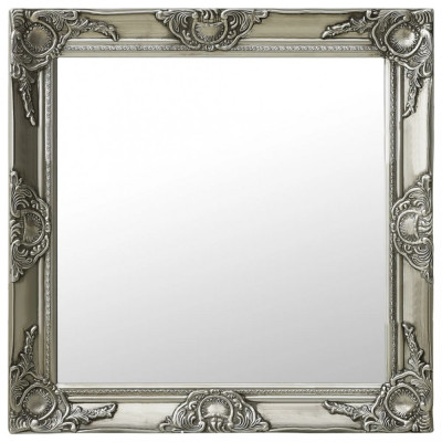 vidaXL Oglindă de perete &amp;icirc;n stil baroc, argintiu, 60 x 60 cm foto