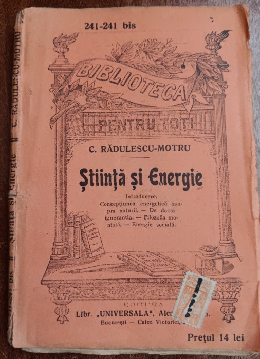 myh 61 8 - Biblioteca pt toti - 241 - 241 bis - Stiinta si energie - C Radulescu-Motru