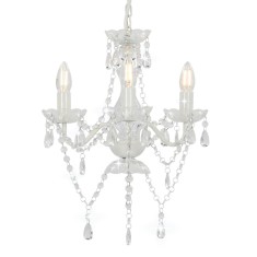 vidaXL Candelabru cu mărgele, alb, rotund, 3 becuri E14 281596
