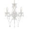 vidaXL Candelabru cu mărgele, alb, rotund, 3 becuri E14