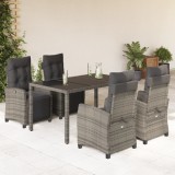 vidaXL Set mobilier de grădină cu perne, 5 piese, gri, poliratan 3212896