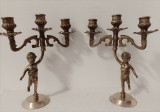 Set superb de 2 sfesnice in stilul Baroc din bronz masiv