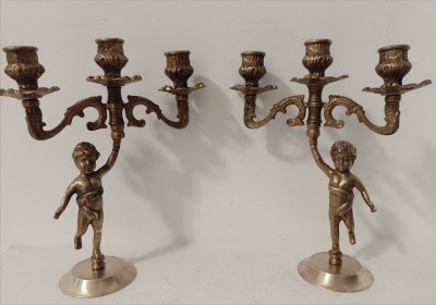 Set superb de 2 sfesnice in stilul Baroc din bronz masiv foto