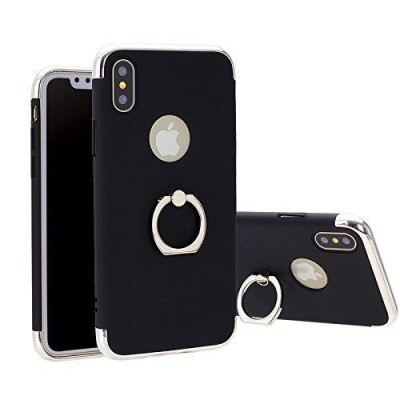Husa Apple iPhone X, Elegance Luxury 3in1 Ring Negru foto