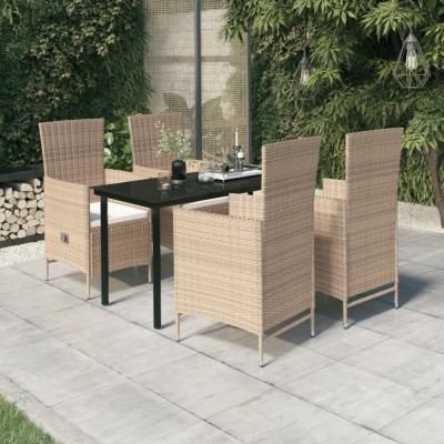 vidaXL Set mobilier pentru grădină cu perne, 5 piese, bej foto